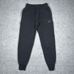 Nike Tech Fleece Sweatpants Women's Size xs‎ Black Mid Rise Cuffed Ribbed FB8330